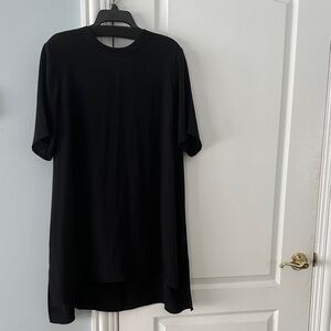 Black Silk Crêpe Eileen Fisher Short Sleeve Tunic Top